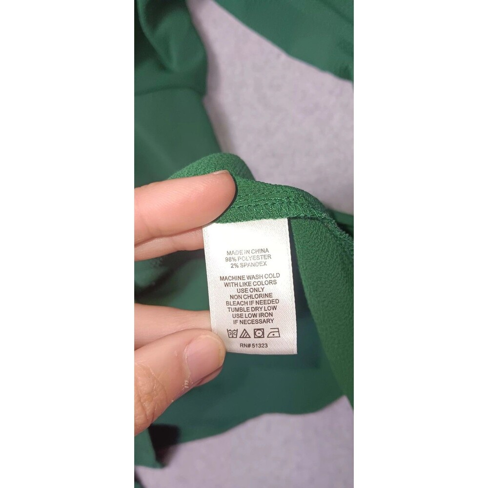 Cece Long Sleeve Pin Tuck Ruffled Blouse 3XL Alpine Green Pleated Peasant Button - Picture 11 of 12